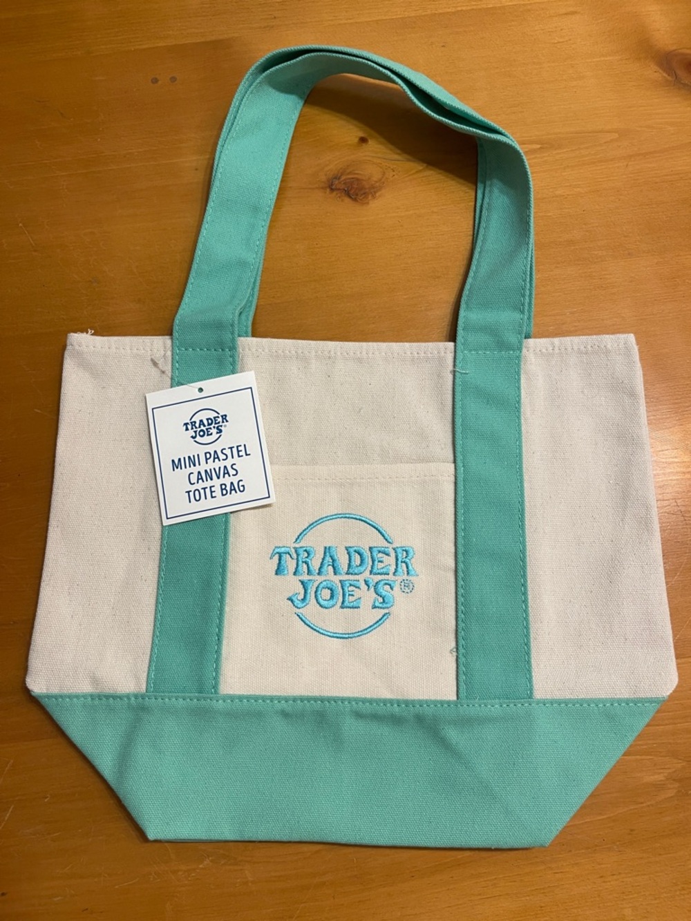 Trader Joe's Pastel 💚Green💚 Mini Canvas Tote NWT